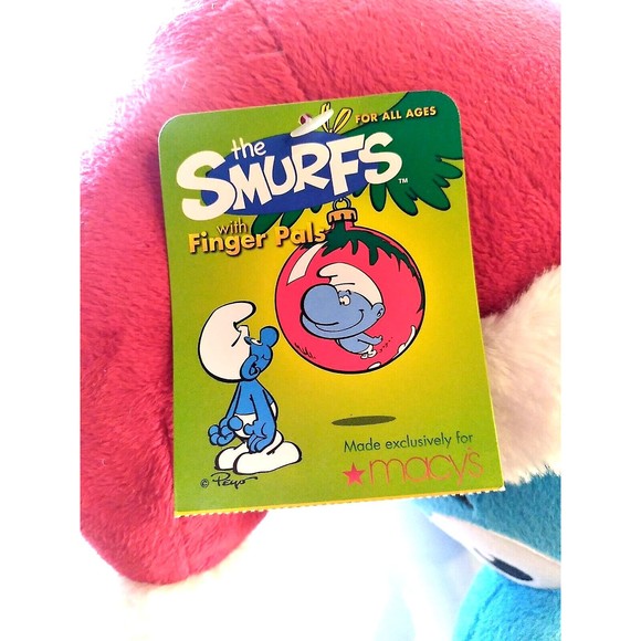 New Macys Holiday Christmas SMURF Plush Stuffed Animal 18” w/Finger Pals 2010 - Picture 8 of 9